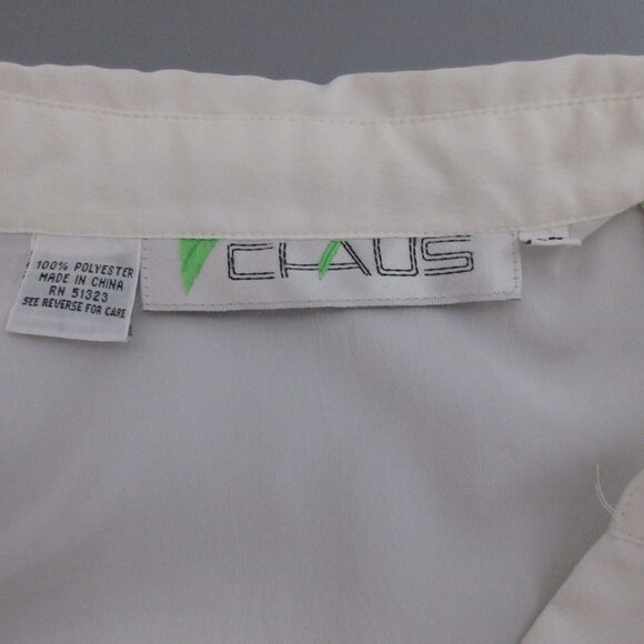 Chaus Blouse Womens 14 White Pleated Shoulder Hidden Front Button Placket Cuff - Picture 4 of 9